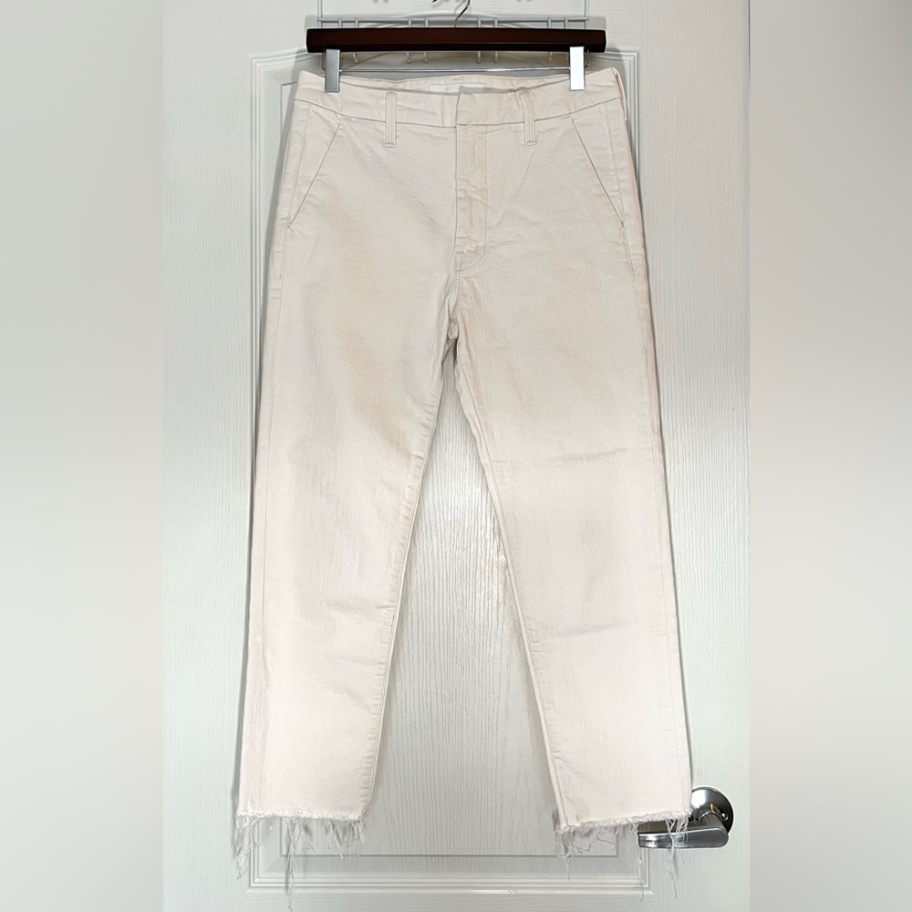MOTHER The Shaker Prep Fray Act Natural Crop Jeans Size 27
